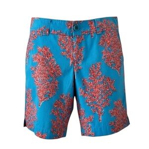 Lilly Pulitzer Aqua Blue Coral Print Callahan Shorts Size 2